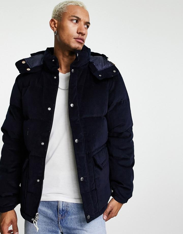 The North Face Sierra Down Corduroy Puffer Jacket In Navy