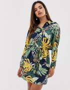 Ax Paris Tropical Shirt Dress-multi