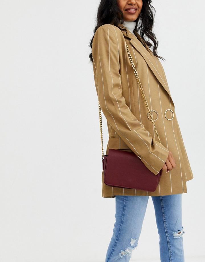 Truffle Collection Burgundy Foldover Cross Body Bag-red
