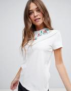 Brave Soul Belle T Shirt With Embroidery And Fringing - White