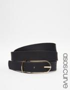 Asos Curve Fine Oblong Clean Waist And Hip Belt - Black