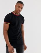 Asos Design Organic Skinny T-shirt With Stretch And Rainbow Tipping In Black - Black