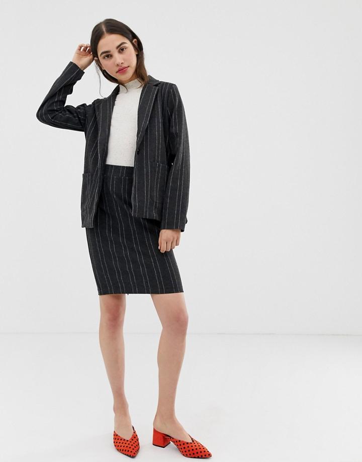 Ichi Pinstripe Skirt - Gray