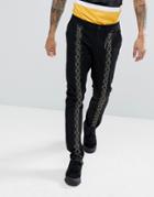 Asos Slim Pants With Lace Up Detail In Black - Black