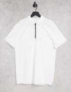 Selected Homme Relaxed Fit Polo With Zip In White