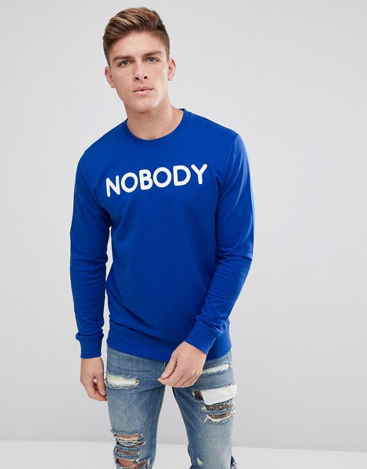 Only & Sons Crew Neck Sweat With Nobody Logo - Navy