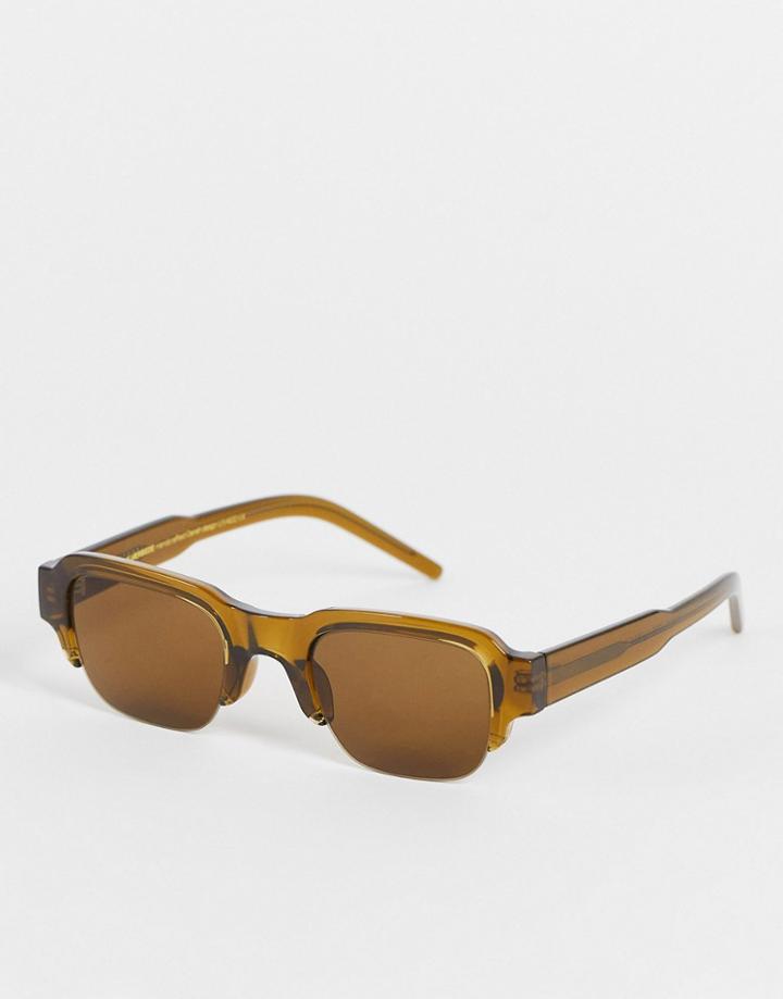 A.kjaerbede Hold Square Sunglasses In Smoke Transparent-gray