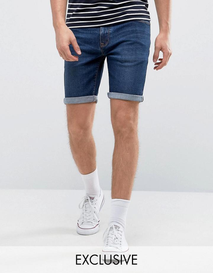 Noak Denim Shorts In Skinny Dark Blue - Blue