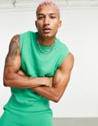 Asos Design Oversized Jersey Tank In Green - Part Of A Set