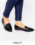 Asos Martha Wide Fit Pointed Flat Shoes - Black