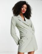 Extro & Vert Fitted Blazer Dress With Open Back In Sage-green
