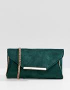 Coast Suede Envelope Clutch Bag - Green