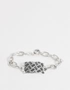 Wftw Cable Link Chain Bracelet With Id Bar In Silver