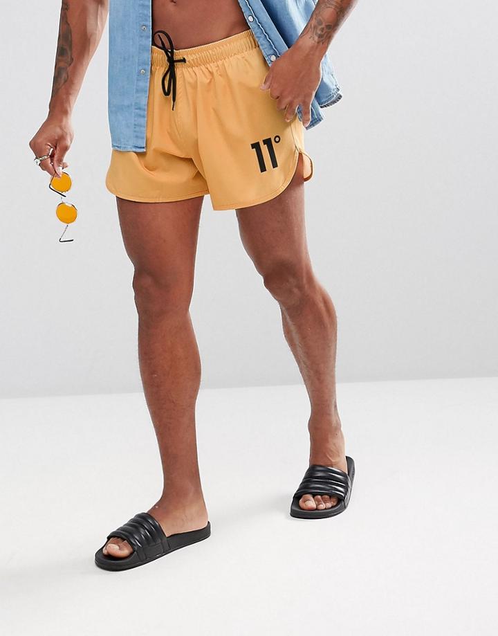 11 Degrees Logo Swim Shorts In Yellow - Yellow