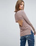 Asos Top With Slouchy Rib And Drape Back - Pink