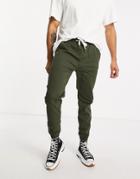 Soul Star Skinny Cuffed Ankle Pants In Khaki-green