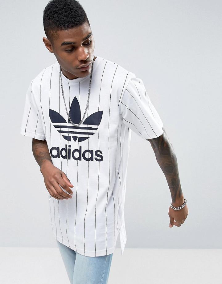 Adidas Originals Tokyo Pack Pinstripe T-shirt In White Bk2232 - White