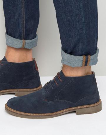 Front Brogue Desert Boots - Blue