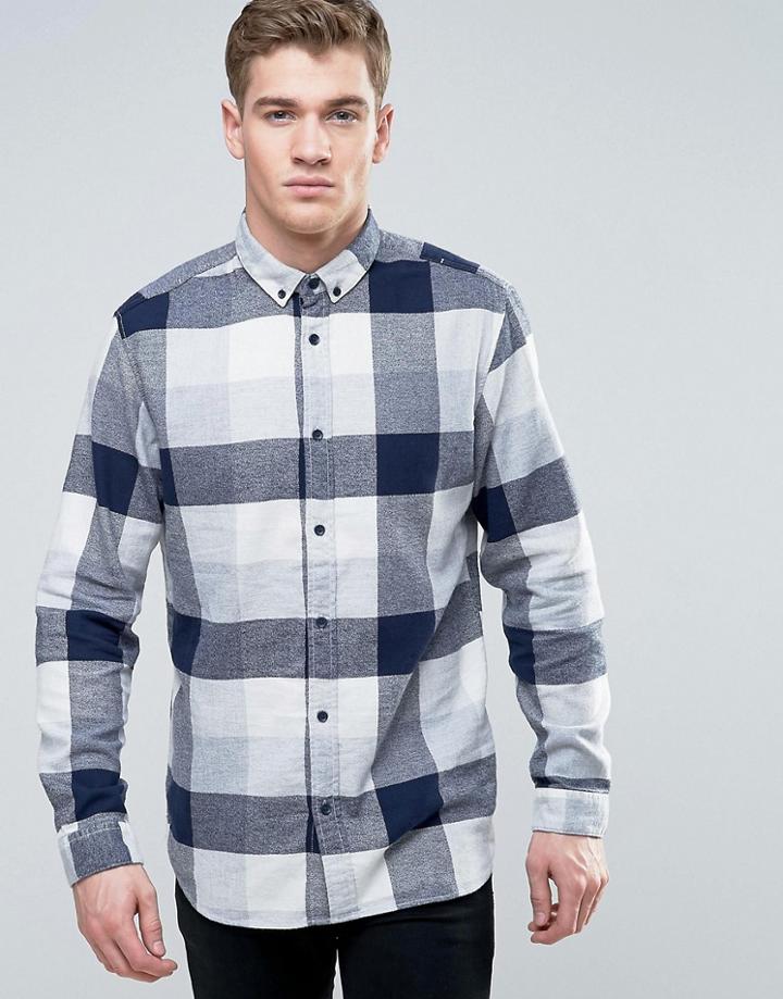 Jack & Jones Originals Shirt In Slim Fit Check Cotton - Gray