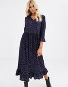 Jdy Geo Print Long Midi Dress With Frill Hem-multi
