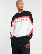Asos Design Oversized Sweatshirt Set With Chicago Print & Retro Color Block With Vintage Wash-black