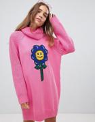 Lazy Oaf Flower Power Sweater Dress - Pink