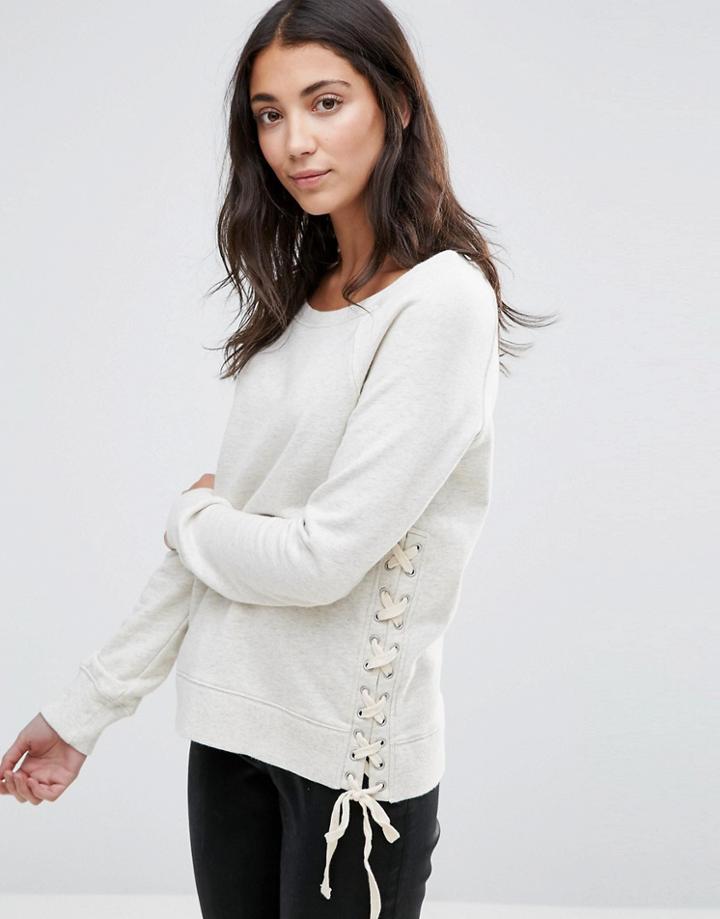 Pam & Gela Lace Up Sweatshirt - Cream
