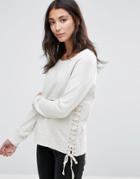 Pam & Gela Lace Up Sweatshirt - Cream