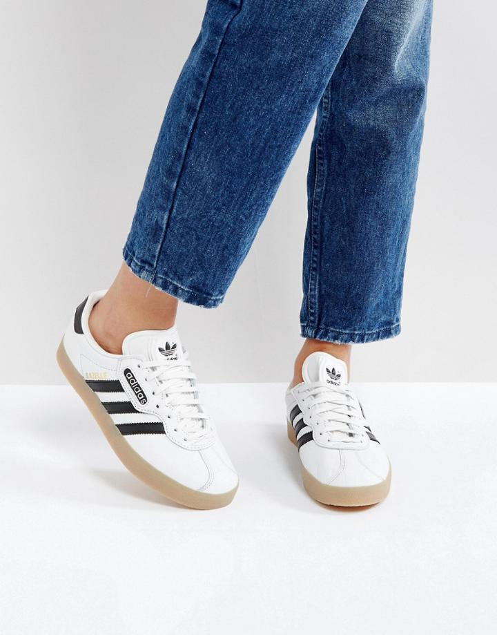 Adidas Originals White Gazelle Super Sneakers - White