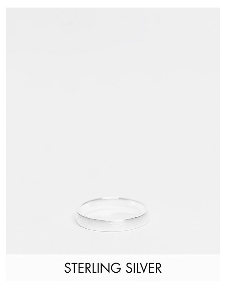 Asos Design Sterling Silver Band Ring In Brushed In Silver