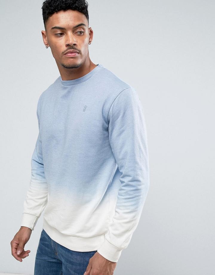 Soul Star Dip Dye Crew Neck Sweat - Blue