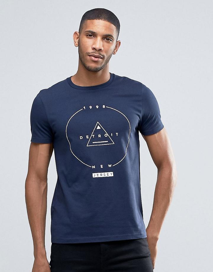 Asos T-shirt With New Jersey Print In Navy - Navy