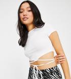 Asos Design Petite Short Sleeve T-shirt With Multi Ties In White