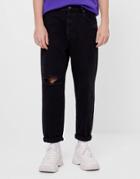 Bershka Join Life Loose Fit Jeans With Rips In Black