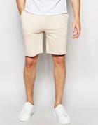 Asos Mid Length Jersey Shorts In Beige - Cement Marl