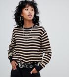 Ellesse Knitted Sweater With Embroidered Chest Logo In Contrast Stripe - Black