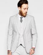 Asos Slim Suit Jacket In Gray Nepp Fabric - Gray