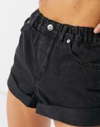 Asos Design Denim High Rise Original Mom Shorts In Washed Black