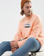 Asos Oversized Long Sleeve T-shirt With Out Of Service Print - Orange