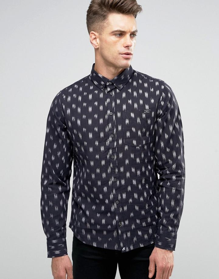 Blend Brush Stroke Slim Fit Shirt - Navy