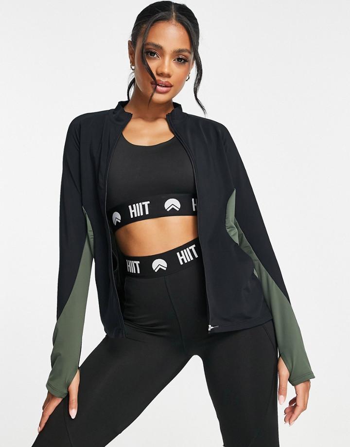 Hiit Zip Up Jacket With Contouring-black
