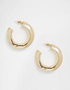 Asos Design Hoop Earrings With Edge Detail In Gold Tone - Gold