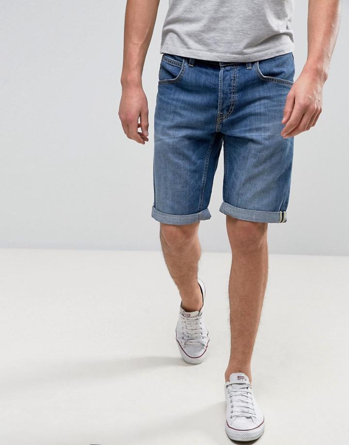 Lee 5 Pocket Denim Shorts Blue Collective Wash - Blue