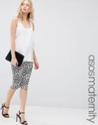 Asos Maternity Midi Skirt In Leopard Print - Multi