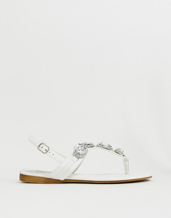 Pia Rossini Embellished Flat Sandal - White