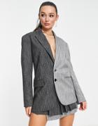 Topshop Half And Half Blazer In Gray