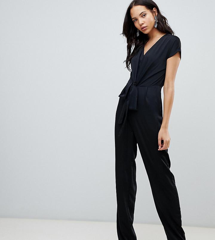 Vero Moda Tall Knot Front Jumpsuit - Black