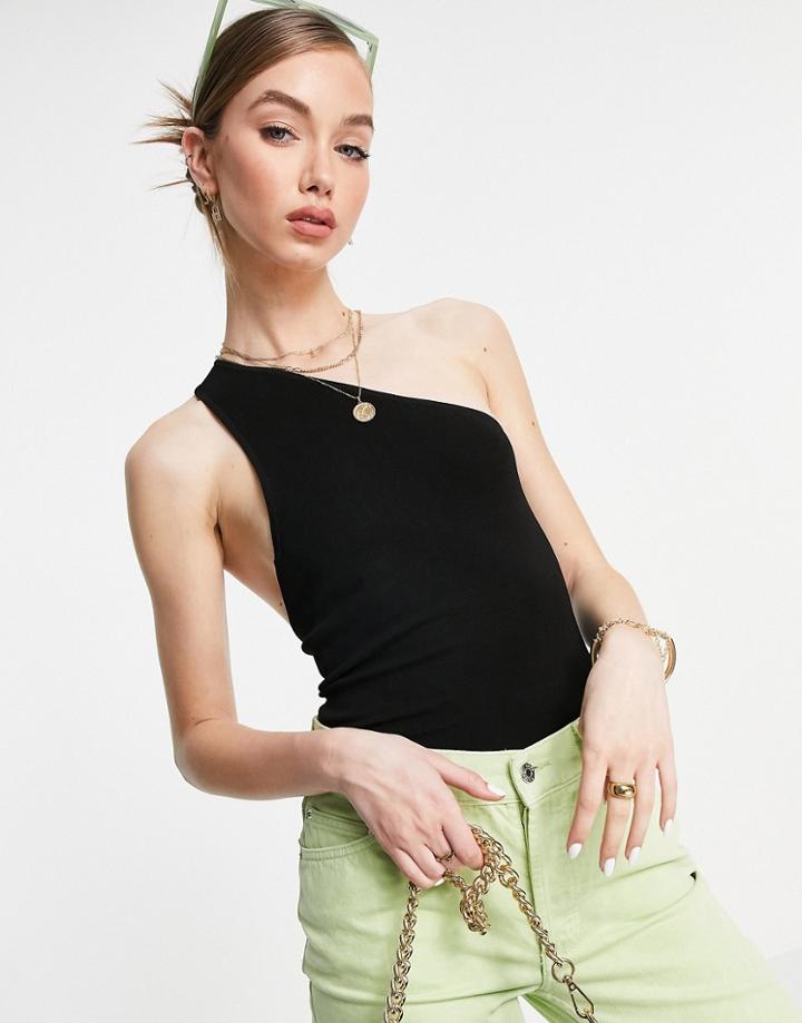 & Other Stories One Shoulder Open Back Knitted Top In Black