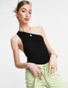 & Other Stories One Shoulder Open Back Knitted Top In Black