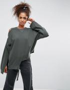 Asos Sweatshirt With Undone Deconstruction - Green